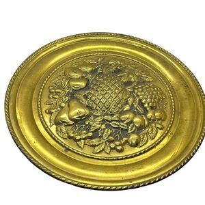 Flue Cover Pineapple & Fruit Brass Peerage Plate From England Vintage Embossed